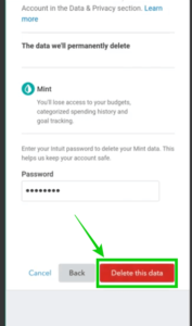 how to delete a mint account