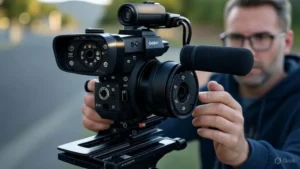 Sony FX2 with XLR handle and audio setup